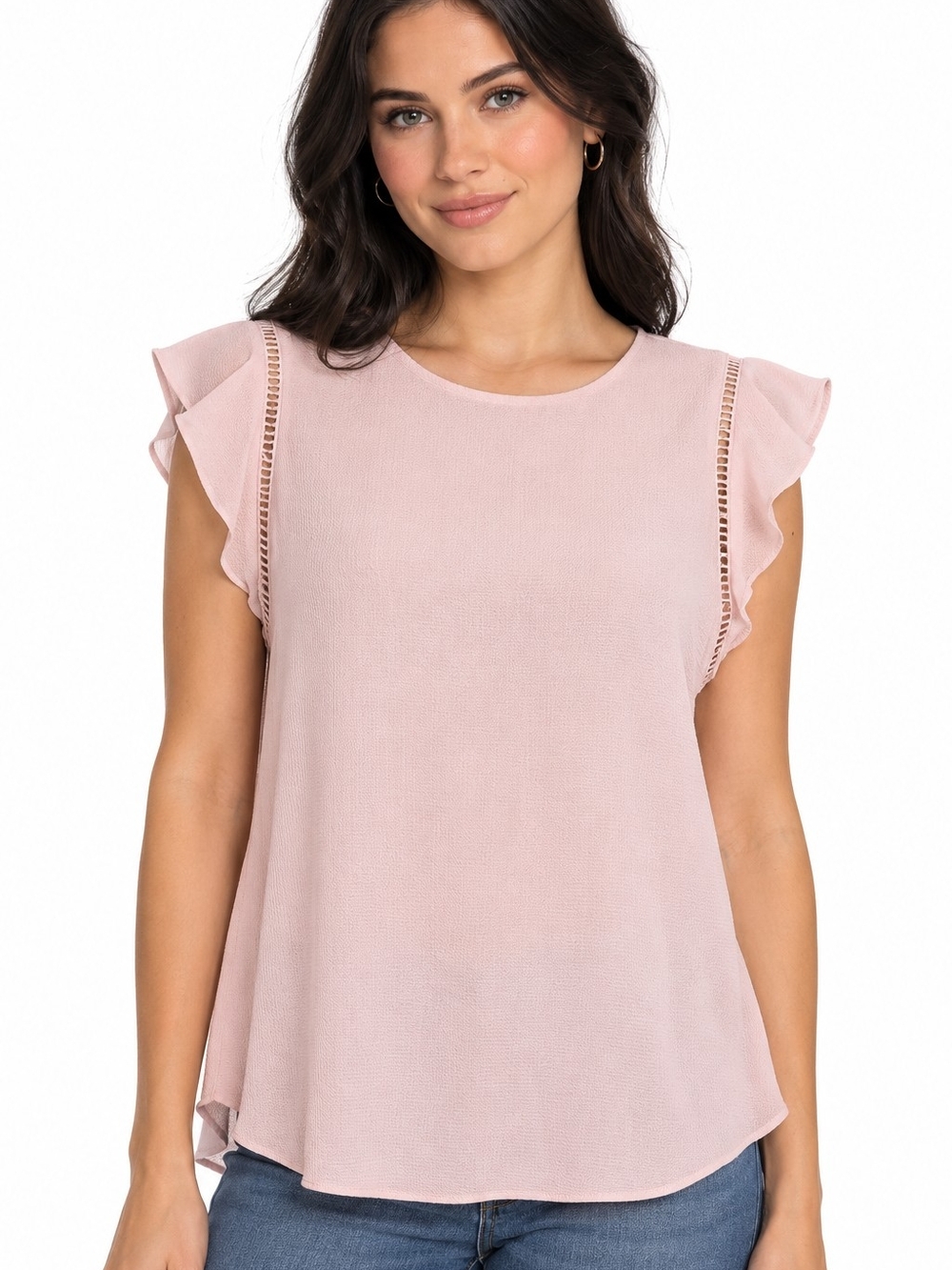 MICHAEL Michael Kors Crepe Ladder Cutout Blouse in Soft Pink Medium